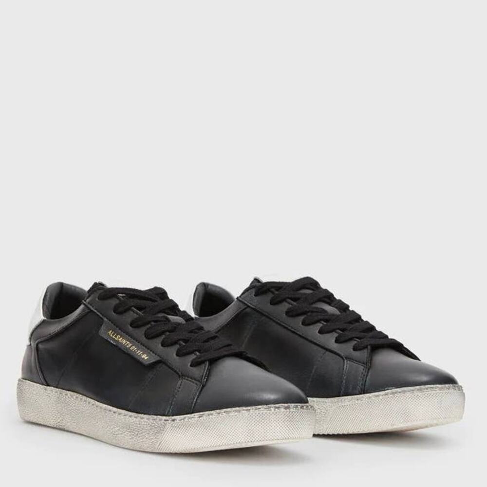 AllSaints Sheer Leather Sneakers In Black White Bicolor